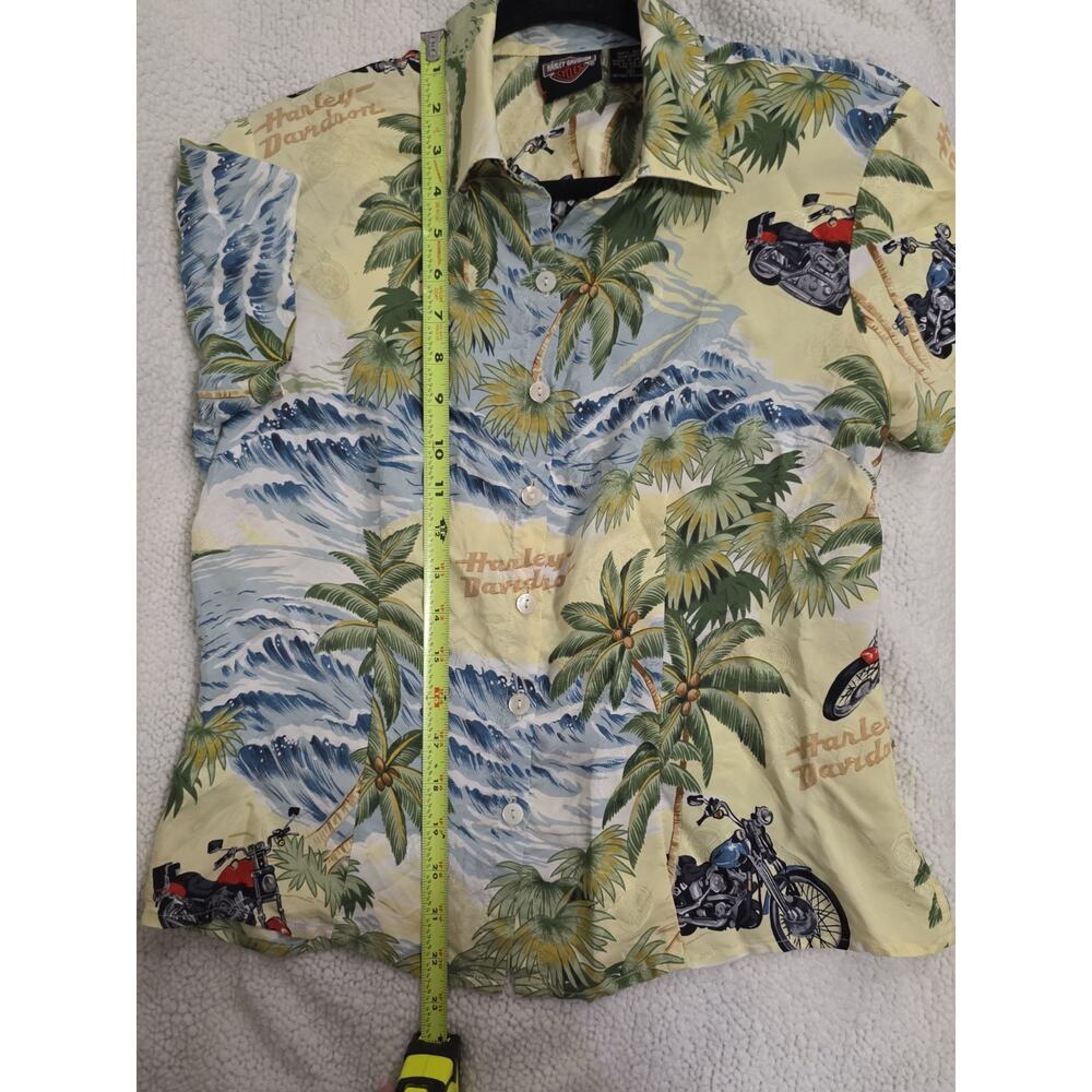 Vintage Harley-Davidson Tori Richard Hawaiian Shirt Women 100% Silk Size Small - Picture 5 of 8